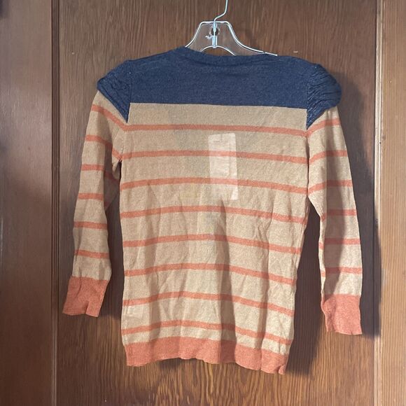 Vero Moda Thin Light Sweater Wide Stripe Metallic Orange Tan Gray Knit SZ S NWT - Picture 8 of 8